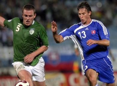 Richard Dunne and Filip Holosko during the sides' last encounter.