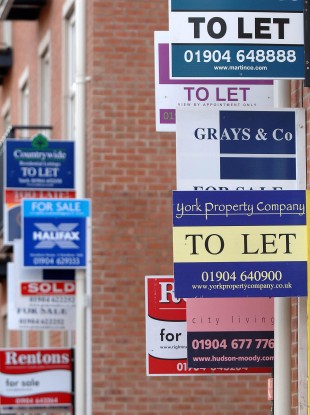 Stock photo of to let signs on a street in York