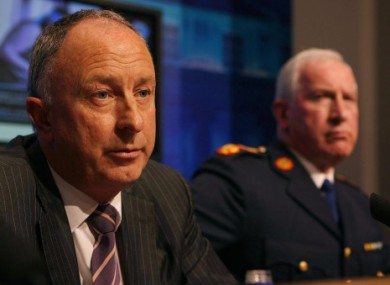Minister Dermot Ahern photographed with Garda Commissioner Fachtna Murphy.