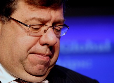 Brian Cowen has seen his Fianna Fáil party slump to just 18% in the SBP/Red C poll - losing 6% in a month.