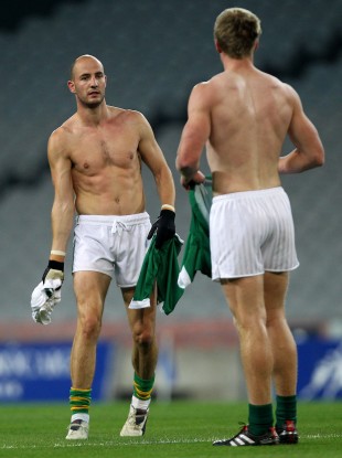 Tadhg Kennelly and Tommy Walsh - the only two Kerrymen in the International Rules squad - at training in Croke Park last night.