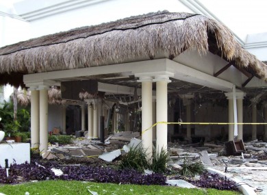 The lobby of a bulding at the Grand Riviera Princess hotel, where underground gases ignited in a large explosion last night.