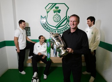 James Chambers, Stephen Rice, manager Michael O'Neill and Craig Sives pictured ahead of tomorrow's FAI Ford Cup Final against Sligo Rovers at the Aviva Stadium.