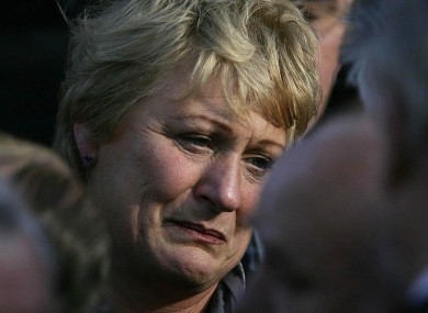 Hazel Lawlor, pictured at her husband's funeral in 2005: she is suing the Sunday Independent for libel and trauma for its coverage of her husband's death.