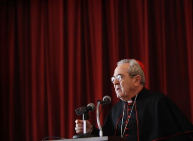 Cardinal Justin Rigali Archbishop of Philadelphia speaking in May 2010.