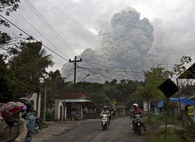 Mount Merapi is pictured erupting in October 2010. Merapi is one of two Indonesian volcanoes to have erupted over the weekend.