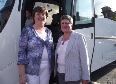 Catriona McGoldrick and Valerie Finan with the bus they campaigned for