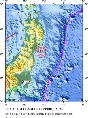 The earthquake struck 207miles north of Tokyo