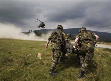 Irish Defence Forces undergoing training today at the Glen of Imaal in Co Wicklow.