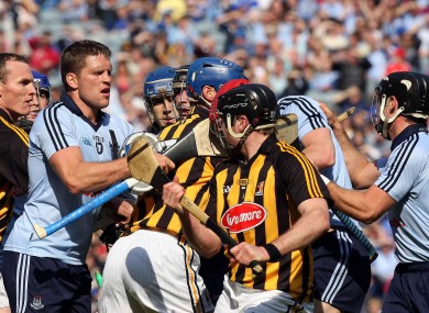 Tempers flare at the half-time whistle in the Allianz National Hurling League decider.