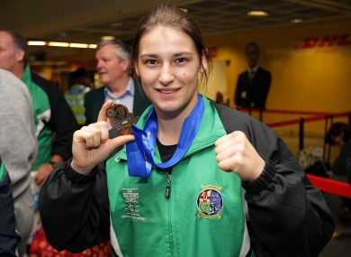 Katie Taylor shows off one of her European Union medals (file photo).