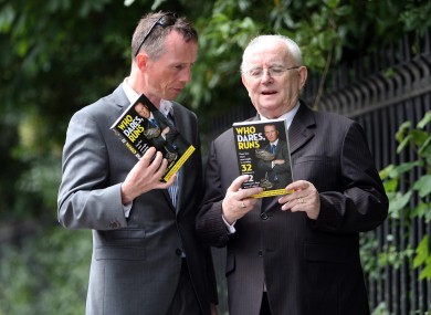 Deca Ironman champion Gerry Duffy (left), pictured at the launch of his book last month with RTÉ sportscaster Jimmy Magee.