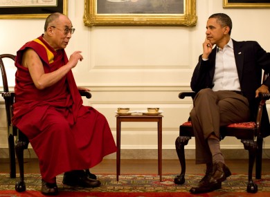 The Dalai Lama at an informal meeting with President Obama on Saturday.