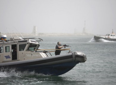 File photo of Israeli security on a naval boat in March 2010.