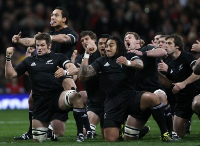 The All- Blacks performing the HAKA. Expect to see this a lot around breakfast time in the coming months.