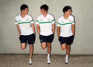 Irish U19s Eoin Wearen, Joe Shaughnessy and John Egan yesterday.