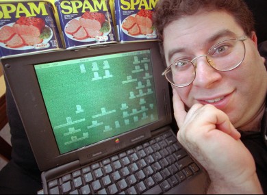 Wallace with a computer and some...eh...spam in 1997.