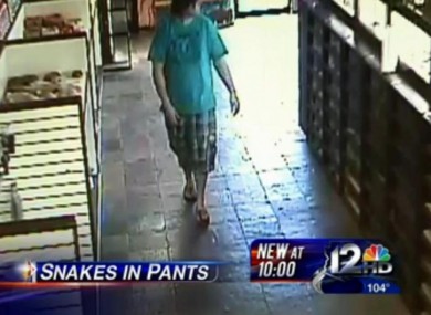 Eric Fiegel moments before he stuffed a snake in his pants.