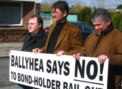 Diarmuid O'Flynn, centre, on one of the weekly marches in Ballyhea.