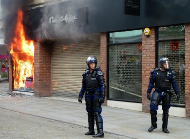 A Miss Selfridge shop on fire in Market Street in Manchester city centre this evening