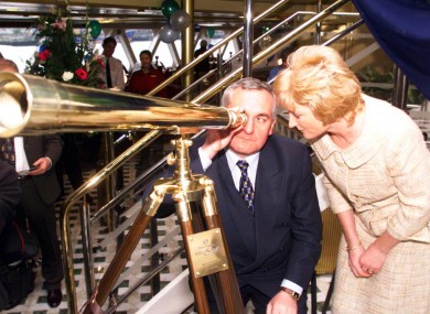 Ahern and Larkin at the launch of a new ferry from Dublin to Holyhead in June 1999.