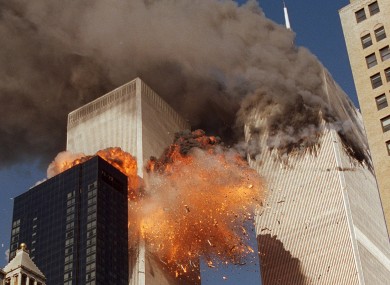 Smoke billows from one of the towers of the World Trade Centre on 9/11.