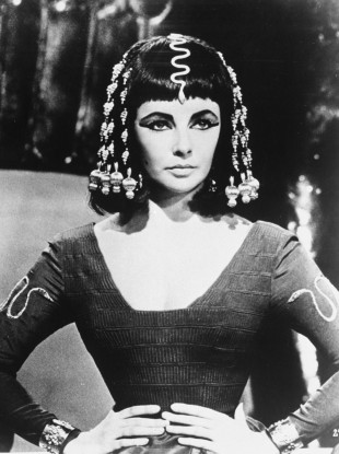 Elizabeth Taylor in costume on the set of Cleopatra in 1963.