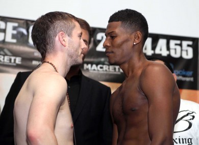 McCloskey and Prescott go toe-to-toe at yesterday's weigh-in.