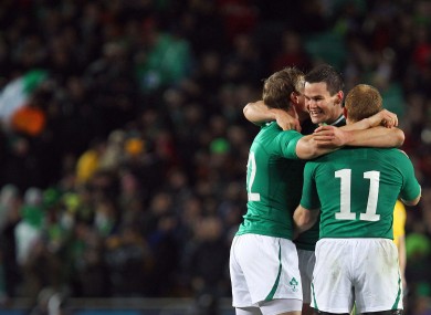 Jonny Sexton celebrates with Keith Earls and Andrew Trimble - but did Ireland cheat their way to victory?