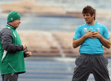 Head coach Declan Kidney and Donncha O'Callaghan at training earlier.