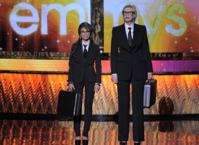 The pairing of Jane Lynch and Paula Abdul in little 'n' large suits also struck a good note at last ngiht's Emmys