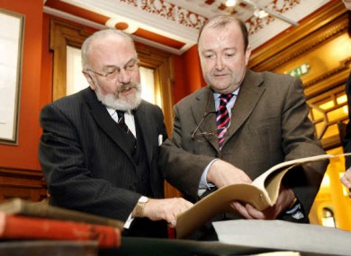 David Norris, pictured at the handover of his personal archive to the National Library in 2007.