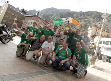 Ireland fans in Andorra yesterday.