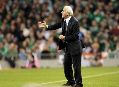 The manager shouts instructions during the game last night.