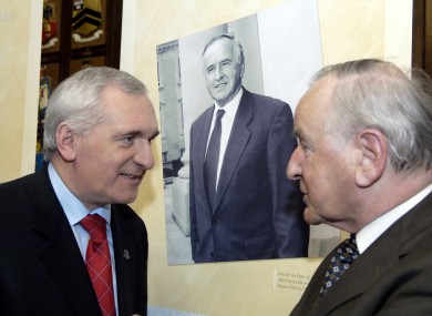 Bertie Ahern (L) and former Taoiseach Albert Reynolds