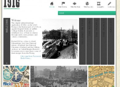 The home page of the Easter1916.ie site