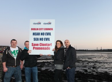 Cian Healy, PJ Gallagher, Holly Carpenter and Ray Shah at a protest in Clontarf last week