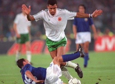 McGrath in full flight against Italy in 1990.