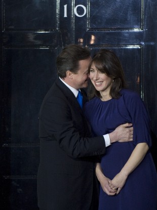 Cameron and his wife enter Downing Street on the night he formed a coalition government in May 2010.