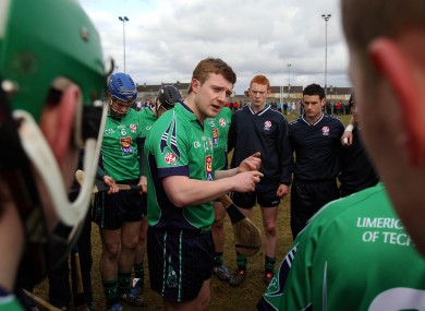 LIT captain Joe Canning speaks to his team-mates before the 2010 Fitzgibbon Cup quarter-final.