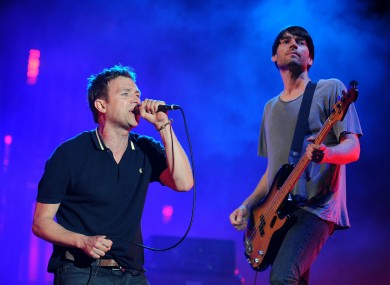 Blur's lead singer Damon Albarn and Alex James.