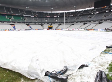 Covers on the pitch at the Stade de France (file photo).