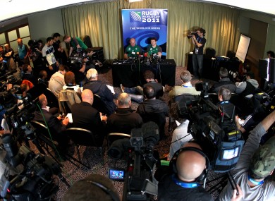 The Ireland rugby press conference this week.