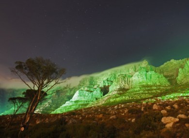 Table Mountain turned green on St Patrick's Day 2011 in South Africa.