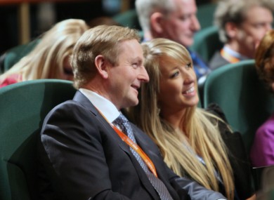 Enda Kenny shares a joke with an attendee at the Fine Gael Árd-Fheis earlier today.
