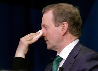 Enda gets a touch-up during his US St Patrick's Day trip.