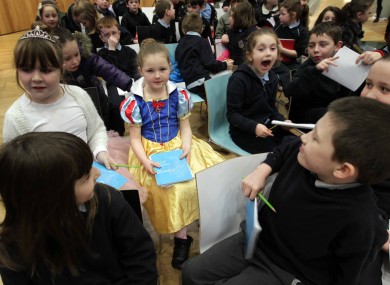 Boys and girls from St. Audeon's National School, Dublin 8, celebrating World Book Day