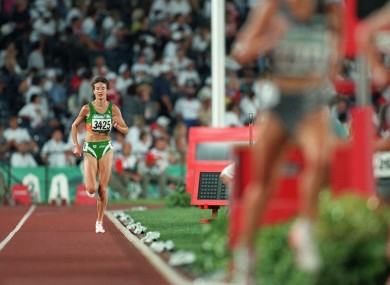 Sonia O'Sullivan struggles at the 1996 Olympics.