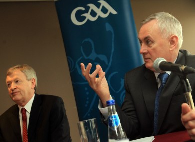 GAA Director General Paraic Duffy, left, and GAA President Christy Cooney.