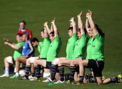 The Munster team train at Fota Island Hotel yesterday.